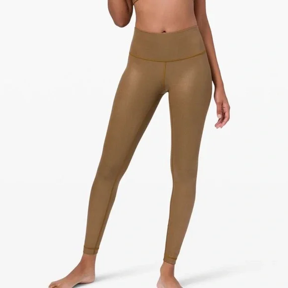 Retired LULULEMON Wunder Under Tight 28" Shine Gold SPECIAL EDITION Sz 4 new - Picture 3 of 9